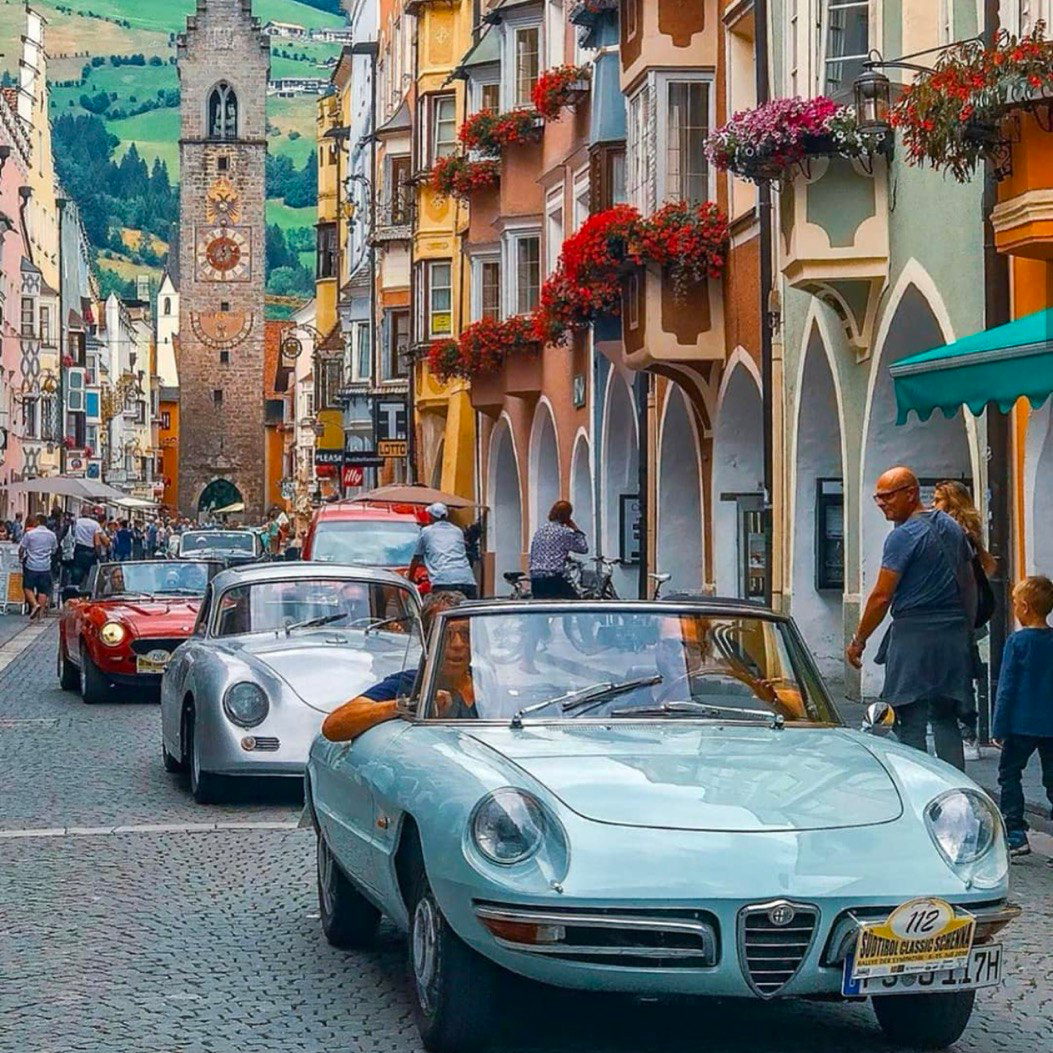 Street in Italy with porphyry paving stones